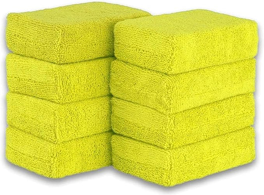 8PCS Microfibre Car Wax Applicator Pads Soft Auto Detailing Wax Sponge Rectangle Foam Car Paint Care Pad Polishing
