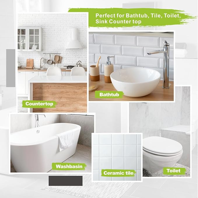 105oz White Tub and Tile Paint, Tub and Tile Refinishing Kit, Semi-Gloss Bathtub Paint for Bathroom, 150-180sq.ft, Low Odor Bathtub Refinishing Kit for Fiberglass, Sink, Kitchen, Shower