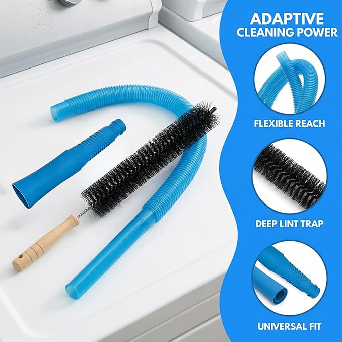Dryer Lint Vac Attachment, Dryer Vacuum Hose Attachment, Extendable Dryer Vent Cleaner Kit Vacuum Attachment, 3-Piece Set, Compatible with All Vacuum Cleaners