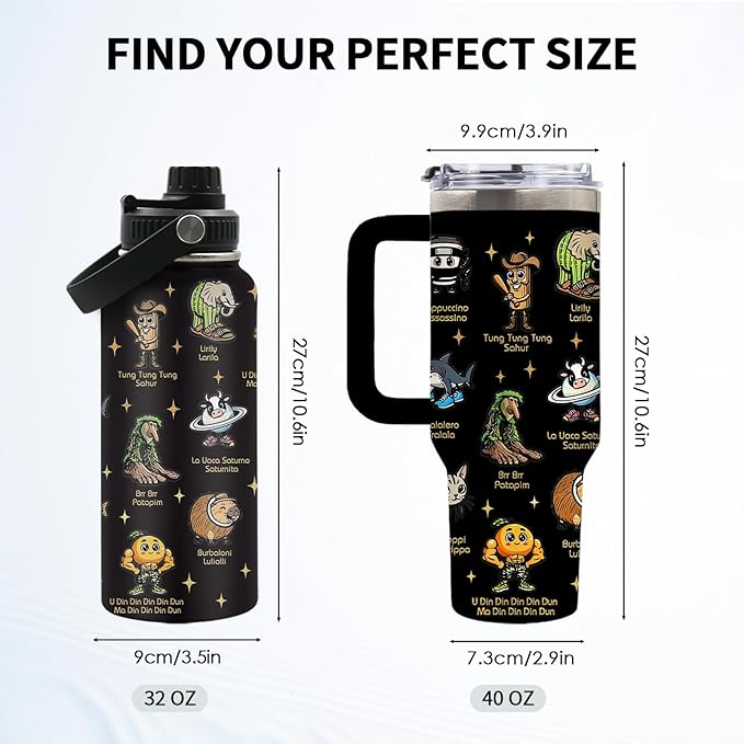 DUUV Funny Cartoon Characters Tumbler 40 Oz with Handle, Cute Animal Design Stainless Steel Insulated Mug with Lid and Straw, Novelty Gifts for Men Women Girls,1 PCS