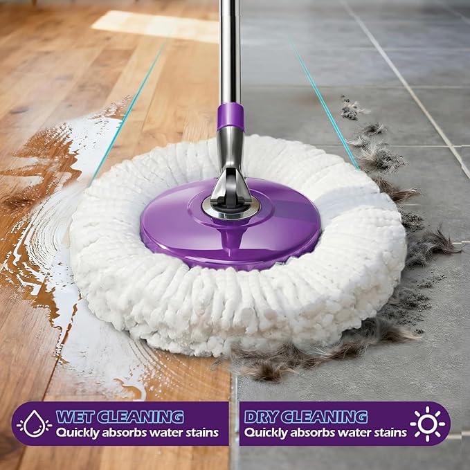 Spin Mop and Bucket with Wringer Set,Masthome 360°Spinning Bucket System with 3 Reusable Pads,EasyWring Microfiber Mop and Buckets for Floor Cleaning, Wet Dry Floor Mop for Home & Office