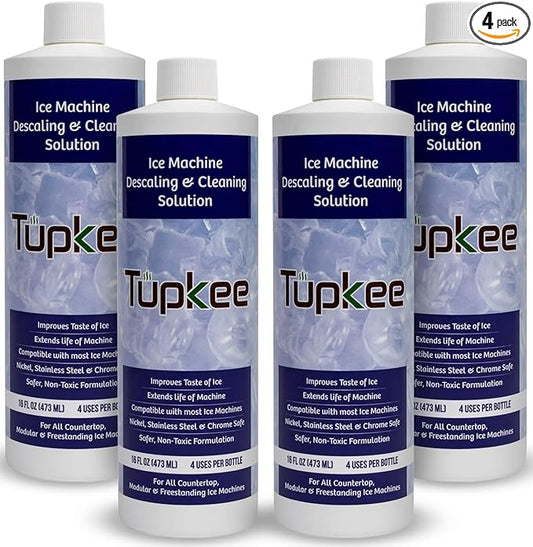 Tupkee Ice Machine Cleaner Nickel Safe - 16oz, Compatible for Affresh, Whirlpool 4396808, Manitowoc, Kitchenaid, Scotsman Ice Maker Cleaner Descaler - Pack of 4