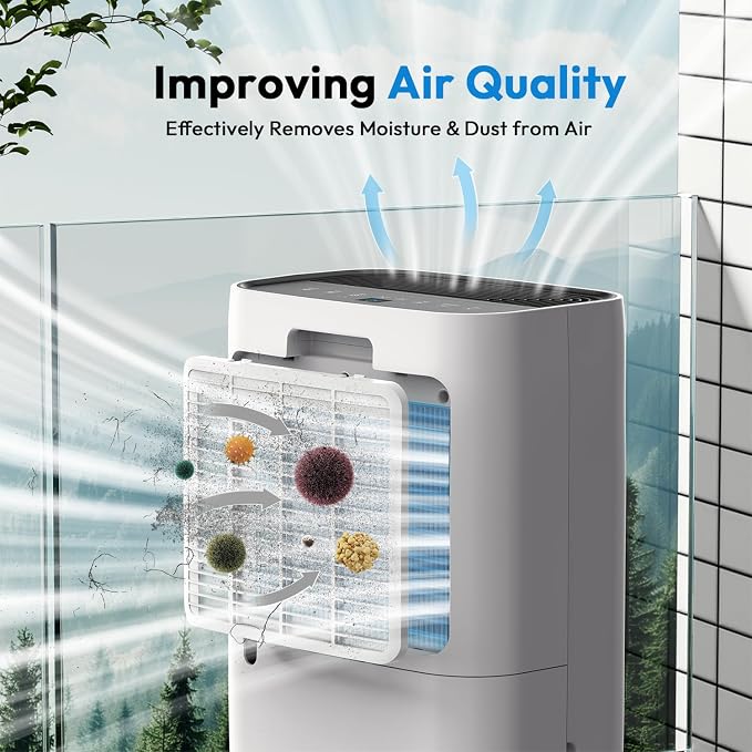 HUMILABS 4500 Sq.Ft Dehumidifier for Basement, 50 Pint Home Dehumidifiers with Drain Hose, Quiet Sleep Mode, Auto Shut Off,Humidity Display, Auto Defrost