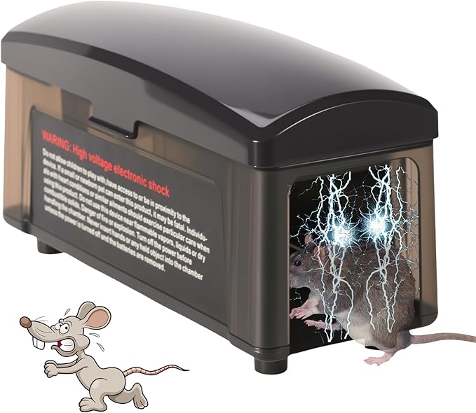 2026 Transparent Electric Mouse Trap Zapper with Powerful Voltage,Effective Electronic Mouse Traps Indoor for Home,No-Touch Disposal,Reusable Mice Catcher for Kitchen,Living Room,Garage (1Pack)