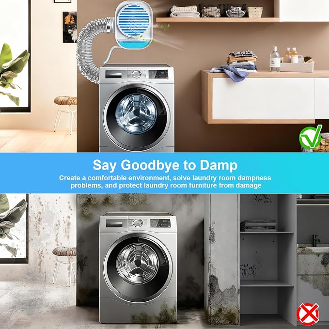 4-in-1 Indoor Dryer Vent with Dehumidifier for Protect Furniture | Dryer Vent Kit for Electric Dryers Stainless Steel Screen Filter Lint Trap Polyester Filter and Visual Water Tank