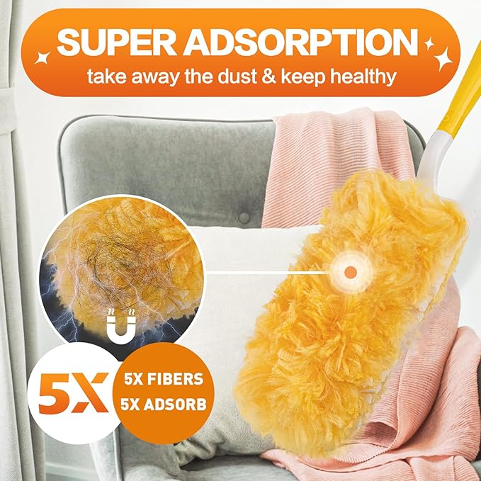 Heavy Duty Duster Refills Compatible with Swiffer Duster, Unscented Disposable Dusters Kit for Cleaning Dusting Furniture Blind Ceiling Fan, Multi Surface 360 Feather Duster (20)