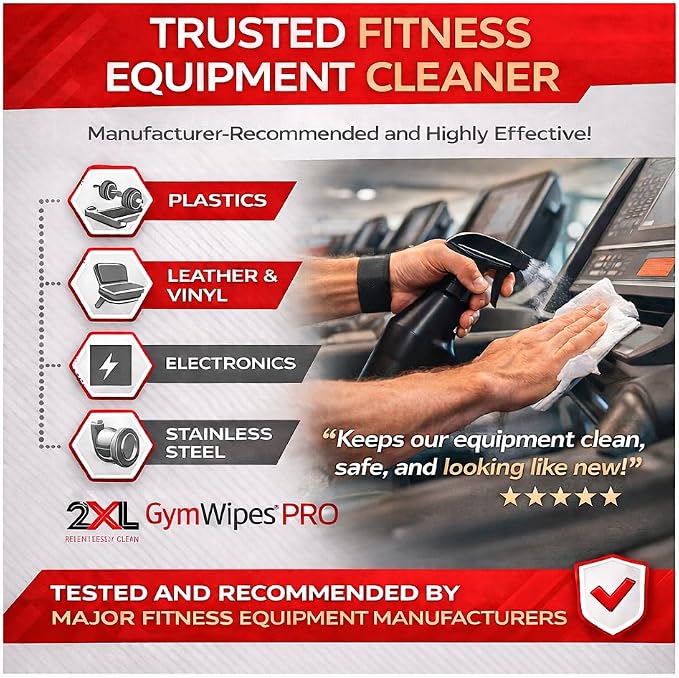 GymWipes Antibacterial Wipes by 2XL Corporation, Towelettes Bucket Refill, 4 Rolls (Pack of 4) - Clean, Deodorize & Kills Bacteria, Viruses & Fungi