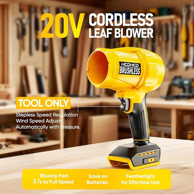 Cordless Jet Dry Blower Compatible with Dewalt 20V Battery, 750 CFM Handheld Leaf Blower, Mini Turbo Jet Fan & Power Air Duster for Car Drying, Yard Cleaning (Tool Only)
