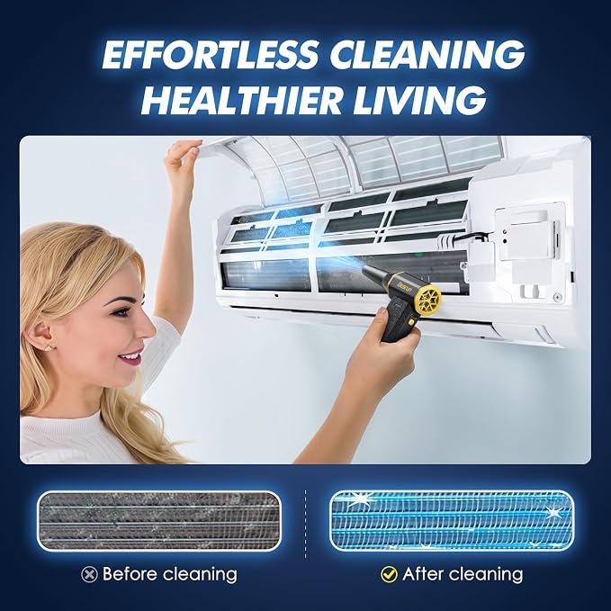 Electric Air Duster - 110,000 RPM Compressed Air Duster, 120W Cordless Air Blower for Computer Keyboard，House, Outdoor & Car, 3-Speed Rechargeable Mini Turbo Fan, Type-C Fast Charge (X113)