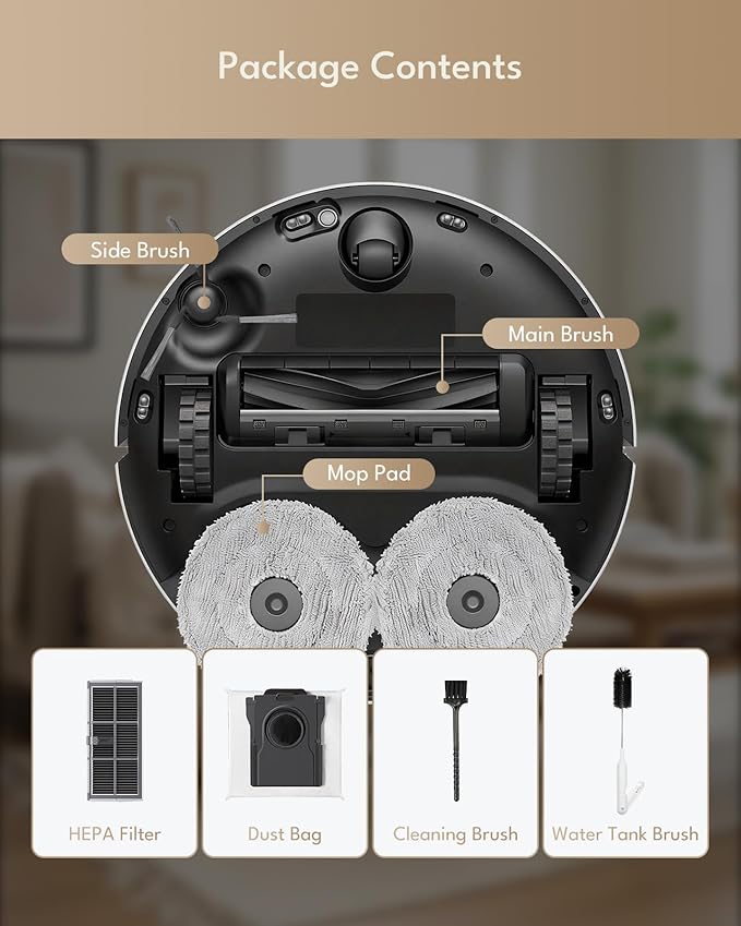 E40 Ultra Replacement Parts Compatible with Mova E40 Ultra Robot Vacuum Cleaner,28 PCS Accessories Kit for Mova E40 Ultra:2 Main Brush, 6 Side Brush, 6 Activated Carbon Dust Bag, 4 Filter, 8 Mop Pad
