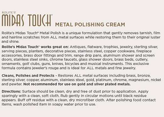 Rolite Midas Touch Metal Polishing Cream 2 Lb for Silver Gold Brass Copper Chrome Non-toxic Jewelry Restoration