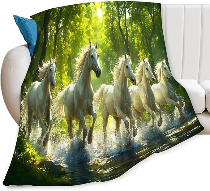 Tijuboni Horses Throw Blanket Horse Gifts for Girls Boys Women Men Kids Adults Soft Flannel Fleece Blanket for Couch Sofa Bed Home Decor 60"x80"