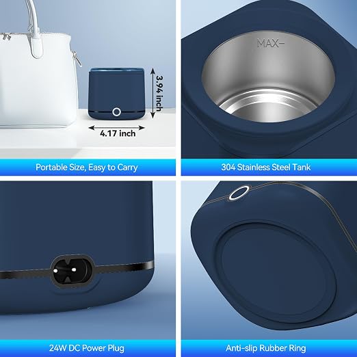 Miorcols Retainer Cleaner, 48kHz Ultrasonic Retainer Cleaner Machine for Denture, Mouthguard, Braces, Night Guard, Aligner, Toothbrush, Jewelry with 7.8OZ Dental Cleaning Pod-Blue