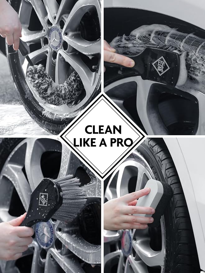Car Interior, Wheels & Rims Detailing Pro Set, Scratch-Free, Ultra-Soft Brushes and Microfiber Applicators