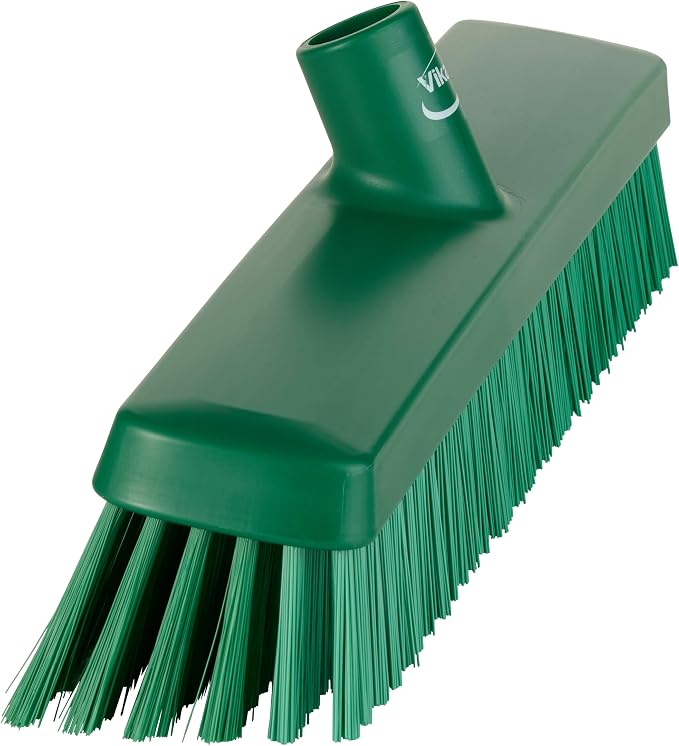 Vikan 31752 16" Heavy-Duty Push Broom, Soft/Stiff, Green