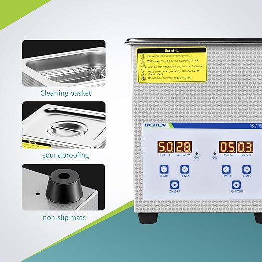 LICHEN 2L Ultrasonic Cleaner Professional Jewelry Cleaner with Digital Timer&Heater, Stainless Steel Ultrasonic Parts Cleaning Machine for Lab, Jewelry, Glasses, Watches, Tools