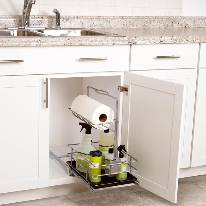 Knape & Vogt Simply Put Removable Cleaning Caddy, Frosted Nickel
