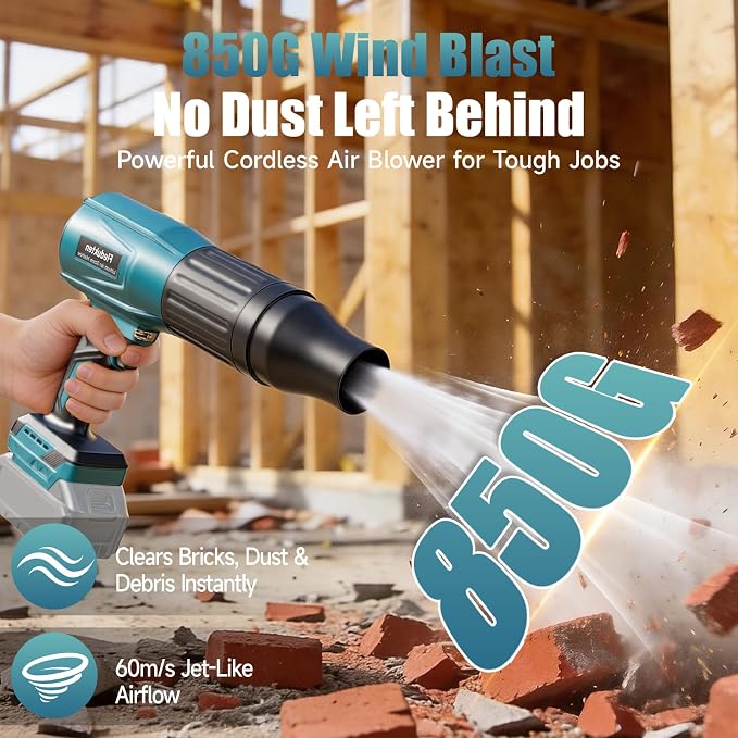 Cordless Leaf Blower Compatible with Makita 18V Battery (Tool Only), 800,000 RPM Brushless Turbo Jet Blower up to 60m/s Airflow, Lightweight 1.5 lbs Handheld Dust Cleaner for Patio, Lawn & Garage
