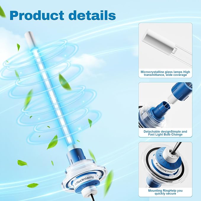 UVC Light for AC System, Air Scrubber Unit for HVAC Ducts and AC Coils Comes with Two UV-C Lamps, Used for Cleaning HVAC Ducts,50-BUVAS-E