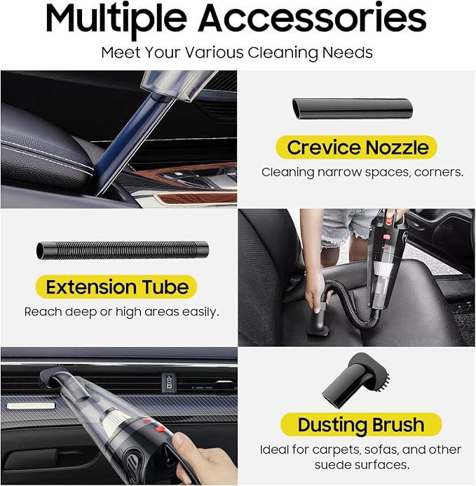 Portable Hand Held Vacuum Cordless - Mini Vacuum Cleaner with Brushless Motor, Clean Dust & Hair Quickly, Lightweight & Low-Noise for Office/Car/Home