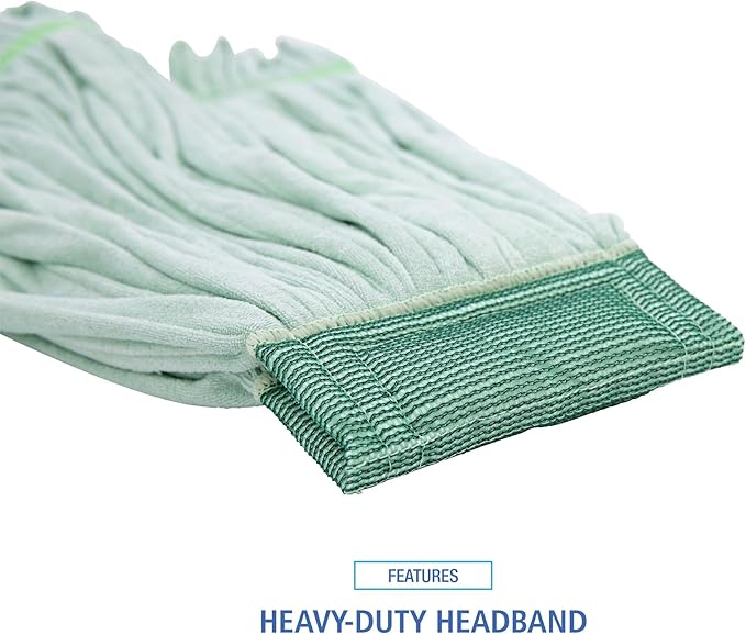 Boardwalk Microfiber Looped-End Wet Mop Head, Large, Green, 12/Carton