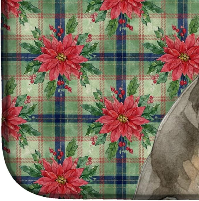 Caroline's Treasures Grizzle Saluki Christmas PoinsettIas Dish Drying Mat Absorbent Dish Drying Mat Pad for Kitchen Counter Dish Drainer Mat for Countertop, 14 x 21", Multicolor
