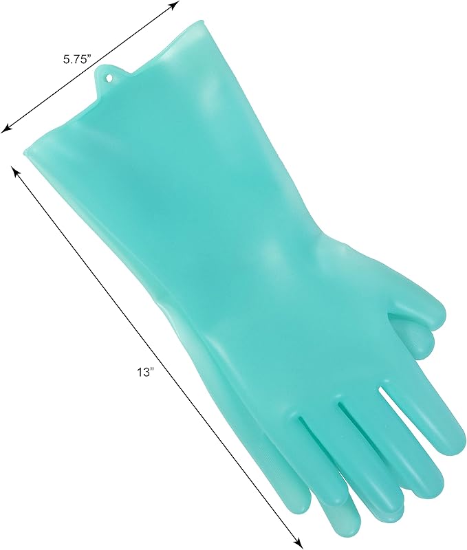 Scrubbing Gloves Heat Resistant Kitchen Scrubbers, One Size, Teal