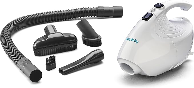 Simplicity Vacuums Flash Mini Handheld Vacuum with Attachments, Powerful Corded Hand Vacuum for Craft and Sewing Projects, Small Vacuum for Car Detailing, F1