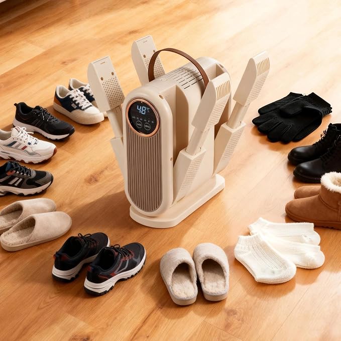 Portable Handheld Boot and Shoe Dryer | Fast Drying, Adjustable Timer, Energy Saving, Rose Salt Compatible for Odor Reduction, For Sneakers, Gloves and Socks