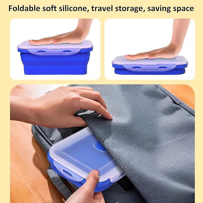 Collapsible Silicone Food Storage Containers With Lids, Set of 6 Foldable Storge Bowls, Bento Lunch Boxes for Kitchen, Camping, Rv, BPA Free