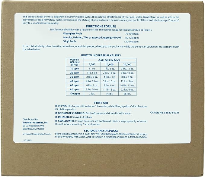Pool Mate 40-Pounds Premium Alkalinity Increaser for Swimming Pools, 100% Sodium Bicarbonate