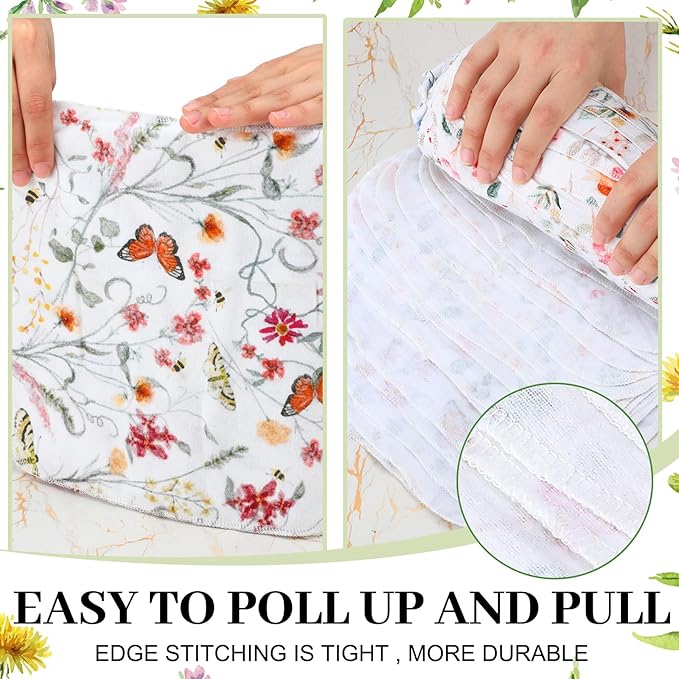 Reusable Cleaning Cloths Washable Cotton Kitchen Dish Towels for Home Party Supplies Bulk, 9.84x11.81in (36 Pack,Vintage Wildflower)
