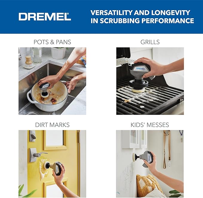 Dremel Versa Power Scrubber Kit with 5 Scrub Daddy Cleaning Sponge Pads PC10-07 + Additional 5-Pack of Versa Scrub Daddy Cleaning Sponge Pads, PC360-5