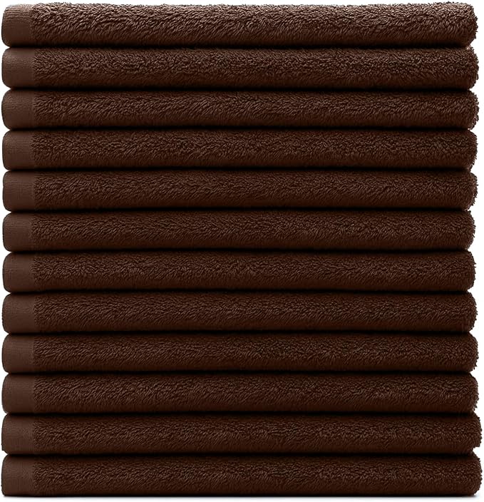 DAN RIVER Kitchen Bar Mops,Pack of 12,16 by 19 Inches,100% Cotton Super Absorbent,Multi-Purpose Cleaning Towels for Home and Kitchen Bars-Brown