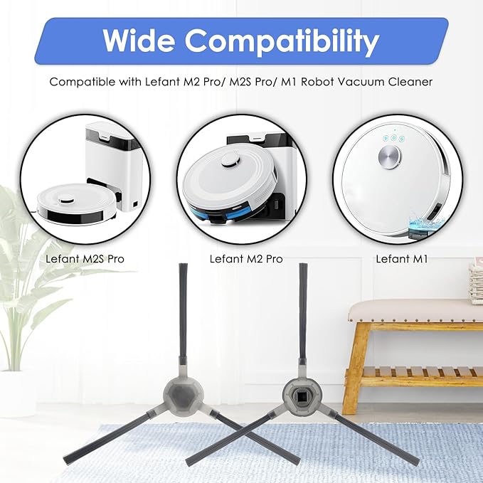 (10 Pack) M2 Pro Replacement Side Brushes Compatible with Lefant M2 Pro/ M2S Pro/ M1/ M310/ M210/ M210B/ M213S Robot Vacuum, Side Brush Kit, Corner Brush Accessories Kit, Vacuum Attachments Brushes