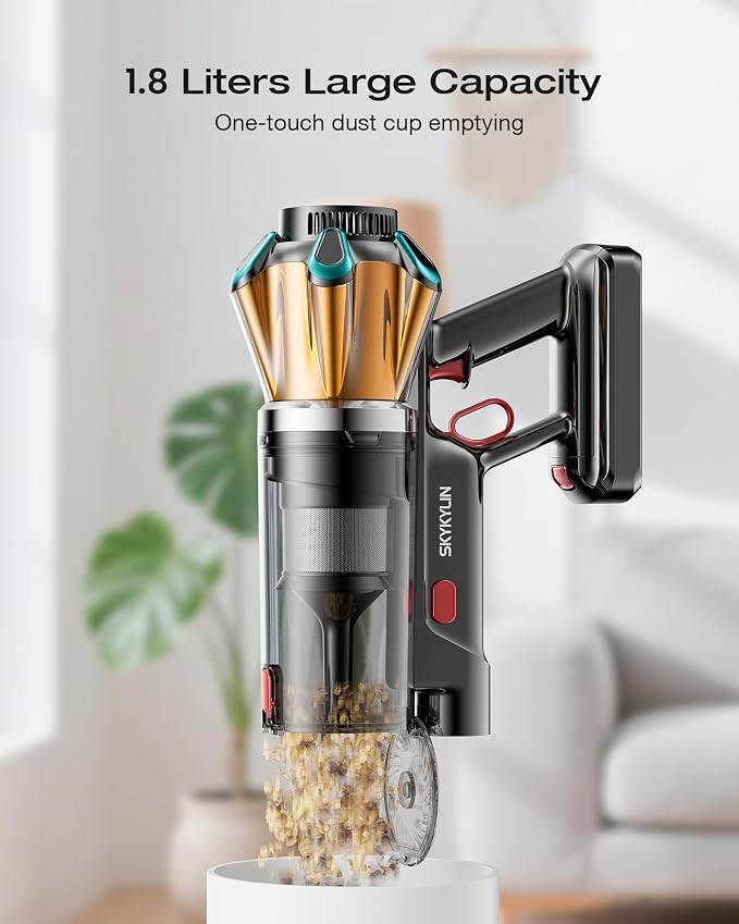 Cordless Vacuum Cleaner, 55Kpa 650W Stick Vacuum with Hurricane Mode, 70-Min Runtime, Anti-Tangle Brush, Self-Standing, LED Display, Cordless Vacuum for Pet Hair, Carpet & Hard Floor, car