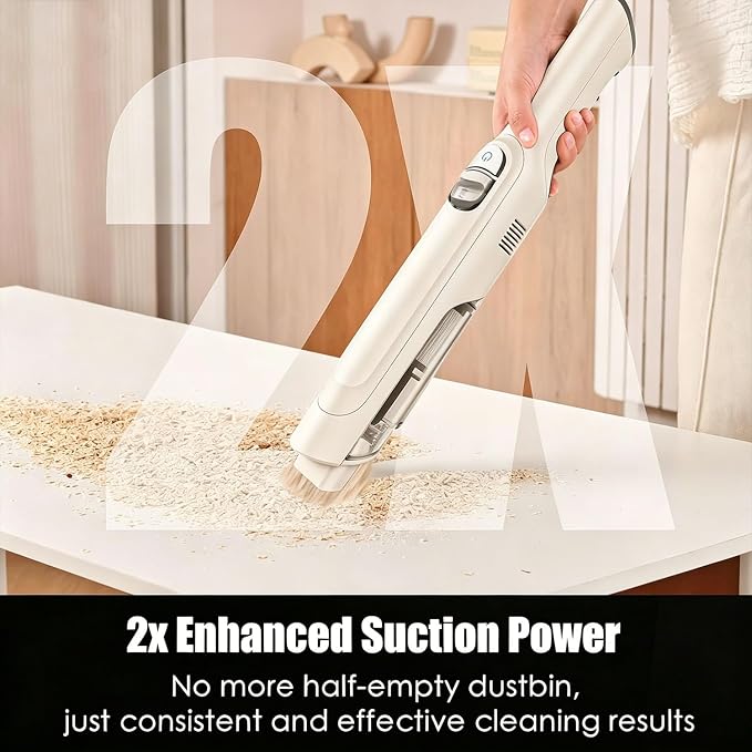 Handheld Vacuum Cordless, Lightweight 1.4lb with Powerful Suction, Charging Dock, Single Touch Empty and Detachable Dust Cup, Portable Mini Car Vac for Home Office and Pet Hair (Beige)