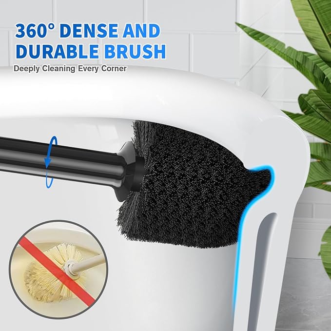 LOVLOY Toilet Plunger and Brush,2 Pack Bowl Brush and Heavy Duty Toilet Plunger Set with Ventilated Holder, 2-in-1 Toilet Brush and Plunger Combo for 5.3-inch Toilet Drain Bathroom Cleaning