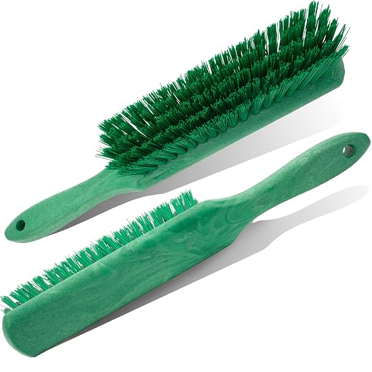 SPARTA 8 Inch Soft Counter Brush with Polyester Bristles and 5 Inch Handle, Color Coded Handheld Broom for Tables Countertops and Foodservice Surfaces, 13 Inch Overall Length, Green, Pack of 6