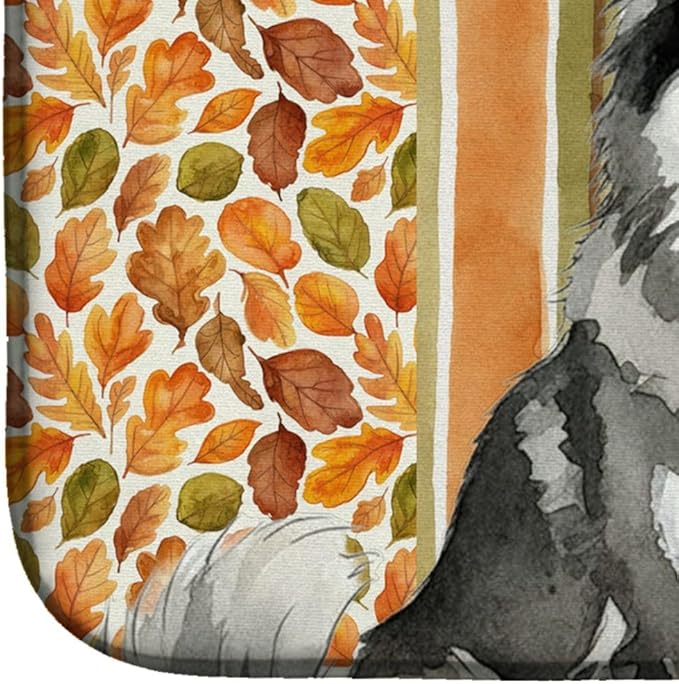Caroline's Treasures Keeshond Heirloom Fall Dish Drying Mat Absorbent Dish Drying Mat Pad for Kitchen Counter Dish Drainer Mat for Countertop, 14 x 21", Multicolor