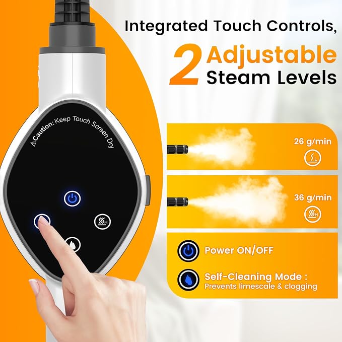 Pressurized Steam Cleaner, Multipurpose Steam Cleaner for Home with 450ML Detachable Tank and Safety Lock,Steamer for Cleaning Floor, Upholstery, Grout,Car,Bathroom and Kitchen