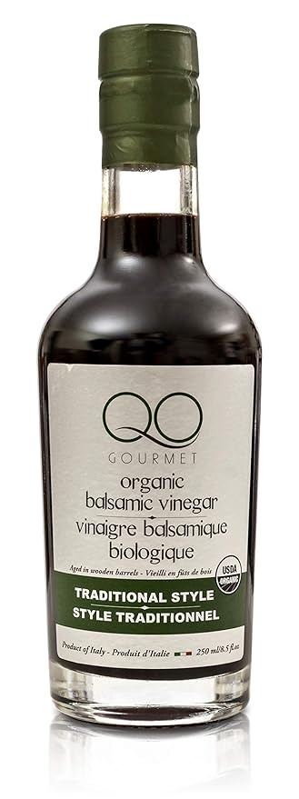 QO Organic Thick Aged Balsamic Vinegar of Modena | 4% Acidity | Gourmet Traditional Style | Dense Premium Italian Vinegar | Aceto Balsamico di Modena | Crafted and Bottled in Modena, Italy | 8.5 fl.oz