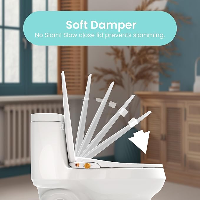 VOVO Nature 7 Non-electric Bidet Toilet Seat, Fits Elongated Toilets, Ambient Water Temperature, Easy Installation - White