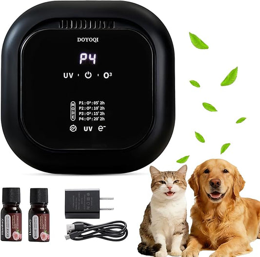 Cat Litter Deodorizer Ozone Odor Eliminator for Strong, Ozone Air Purifier for Pets, Destroys Pet Urine, Poof Odor, and Lingering Household Smells in Rooms, Car, Toilet (Rechargeable version)