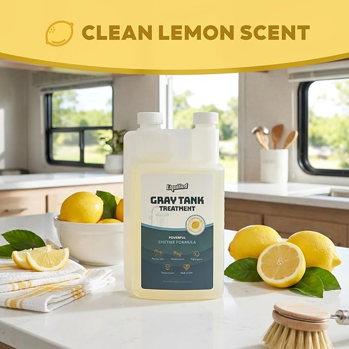 Liquified RV Toilet Treatment - Gray Holding Tank Digester - Odor Eliminator - Lemon Scent - Matts RV Reviews