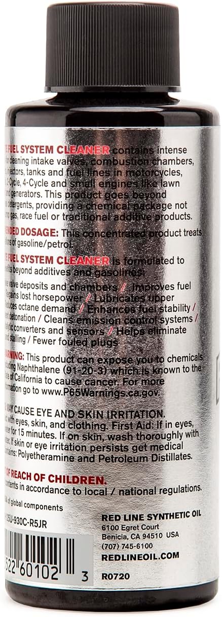 Red Line 60102 SI-1 Complete Fuel System Cleaner, Cleans and Prevents Corrosion in Fuel Systems, Cleans Injectors, Carburetors, Valve and Combustion Chamber Deposits - (1 Pack - 4 oz)