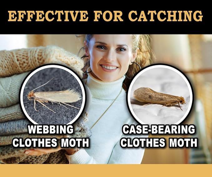 MaxGuard Clothes Moth Traps (5-Pack) – Non-Toxic Pheromone Glue Traps for Closets – Targets Webbing & Case-Bearing Moths – No Mothballs Needed