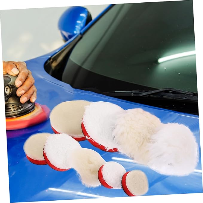 ULTECHNOVO 1set Self-Adhesive Polishing Pads for Drill Buffing Wheel Kit for Car Waxing Includes Variety of Buffing Sponges and Flat Waxing Pads Auto