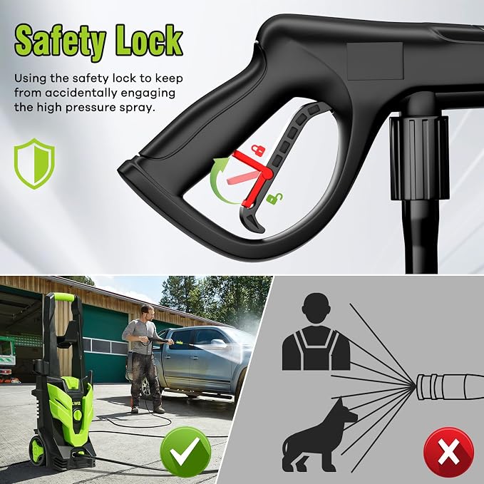 Pressure Washer, Portable Power Washer, 4 Quick Connect Nozzles, High Pressure Cleaning Machine for Car Fence Driveway Patio Washing and More(Light Green)