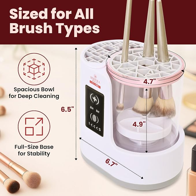 3-in-1 Electric Makeup Brush Cleaner Machine – Automatic Make up Brush Cleaner & Dryer, Portable, USB Powered, 5 Min Auto-Cycle To Clean | Dries Multiple Brushes in 2H -5H Drying Cycle.
